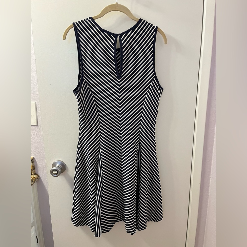 Sophia + Zeke Navy Blue Striped A-Line Dress EUC Size XL - Picture 9 of 9